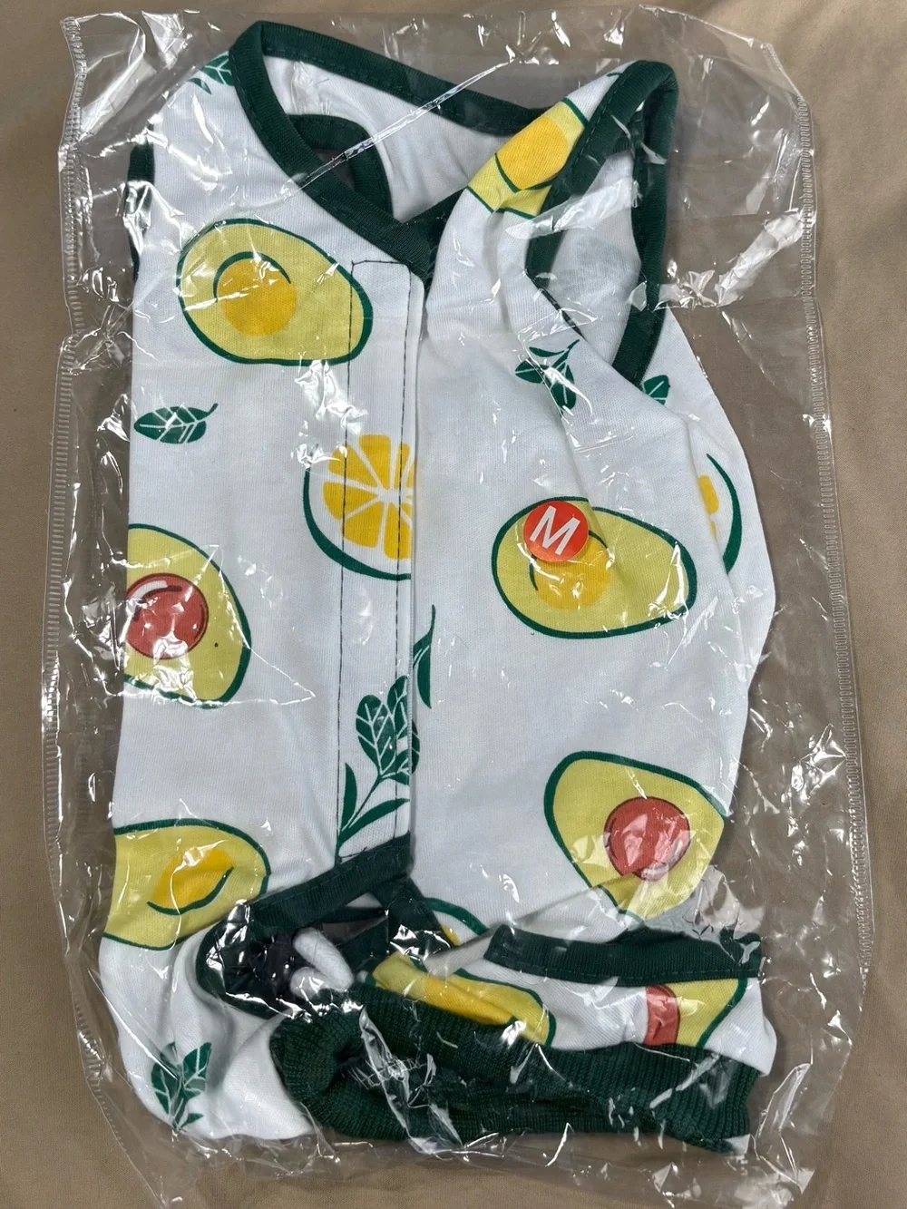 Avocado & Lemon Print Anti-Licking Surgery Onsie- Size Medium